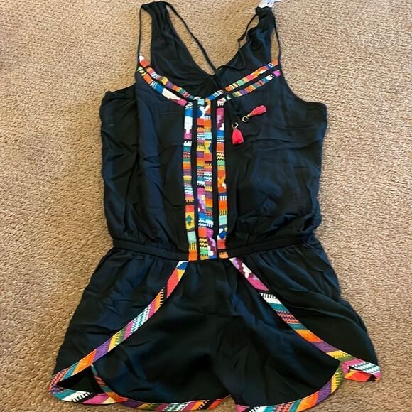 Nanette Lepore Women’s Black & Colorful Shorts Romper - Picture 1 of 7